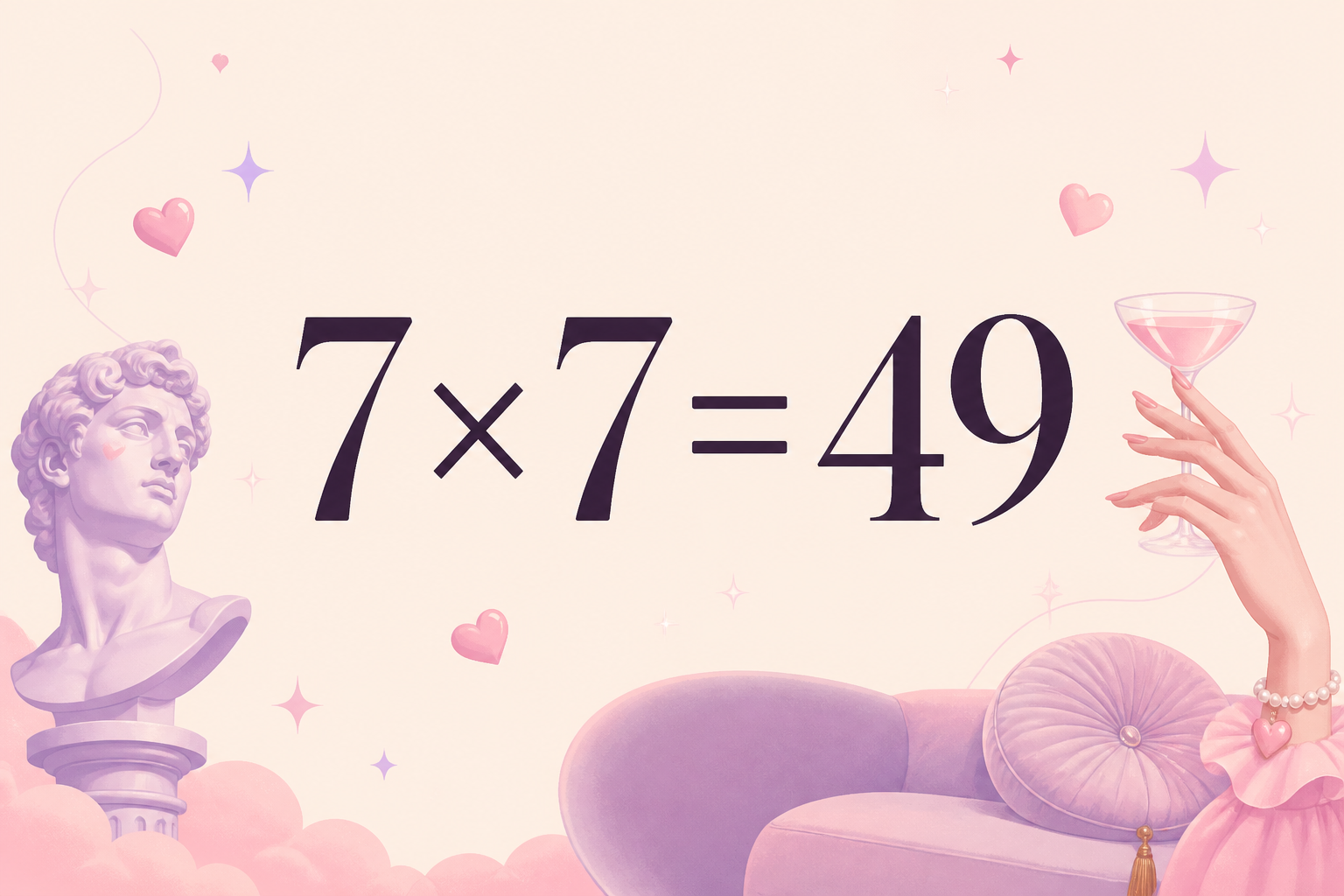 7×7=49 밈을 상징하는 파스텔 톤 일러스트