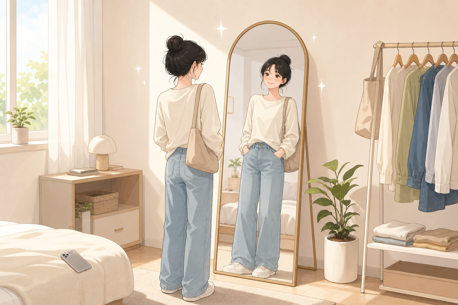 안남미의 자연스럽고 편안한 매력을 표현한 일러스트