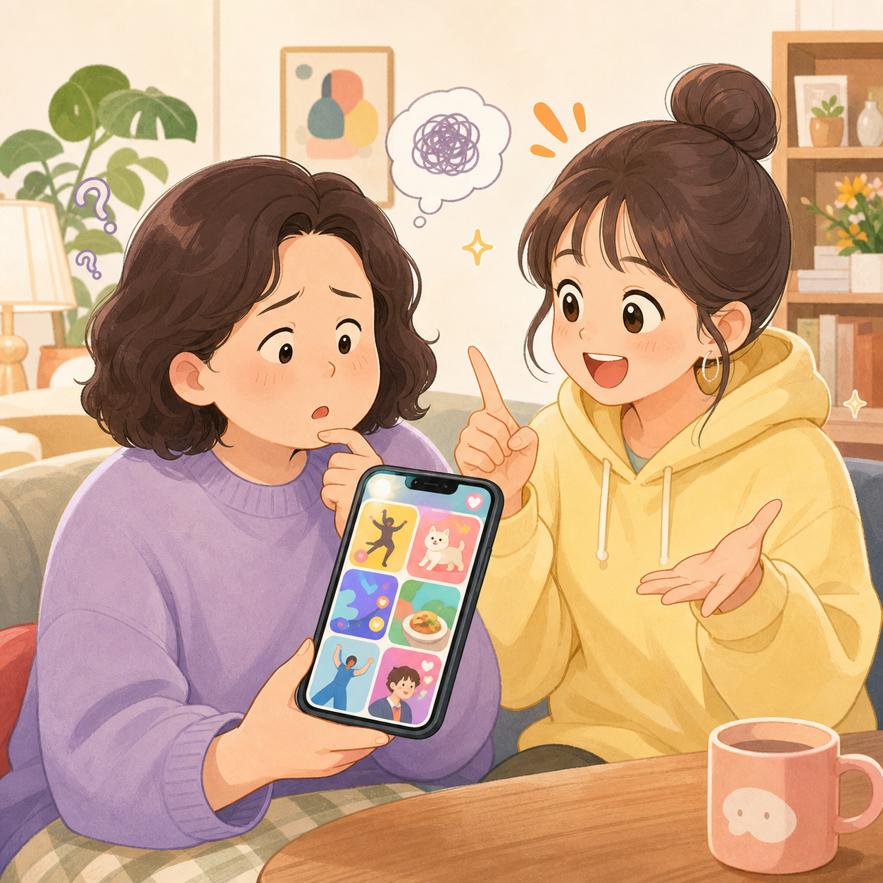 늙크크 밈을 설명하는 친근한 숏폼 일러스트