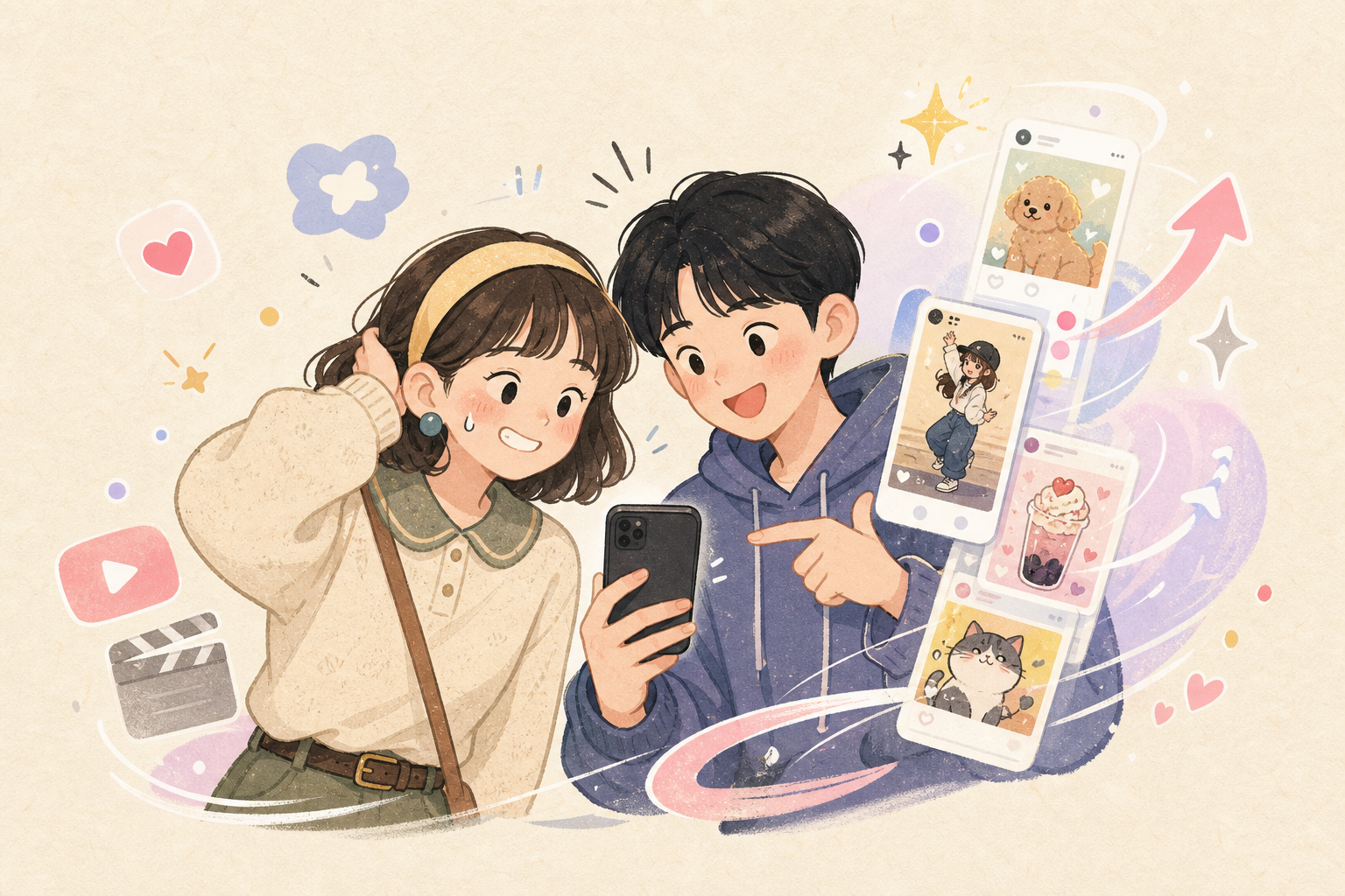늙크크와 올크크의 밈 분위기를 표현한 친근한 일러스트