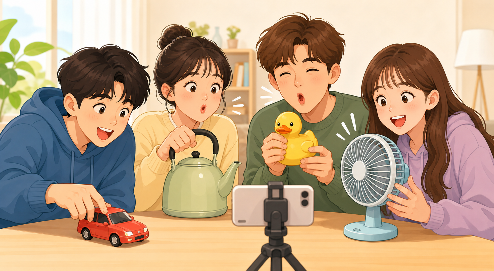 소리 흉내 챌린지 설명용 일러스트